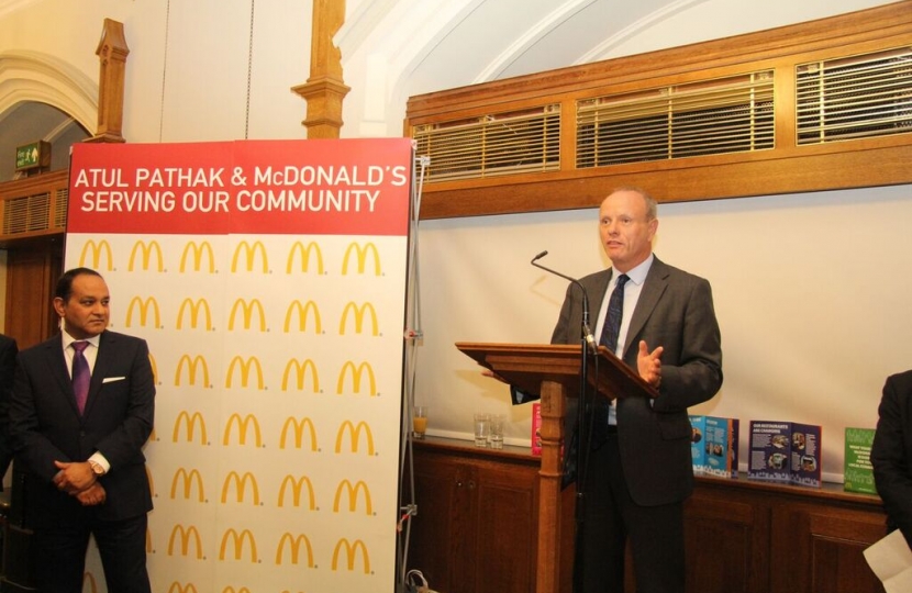 Mike Freer MP gives speech at Atul Pathak Community Awards