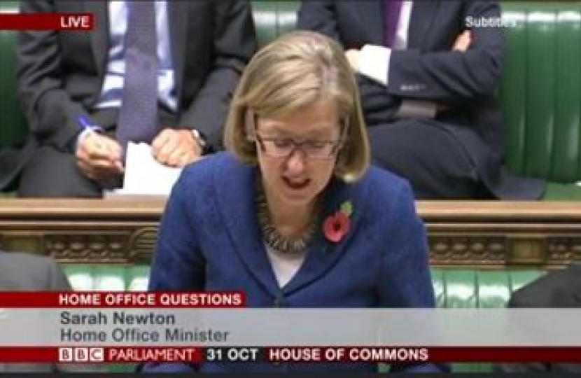 Sarah Newton responds to question raised by Mike Freer in chamber